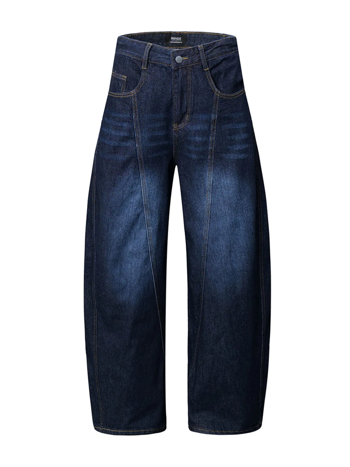 Men's Wide Leg Wash Denim Jeans with Signature Detail