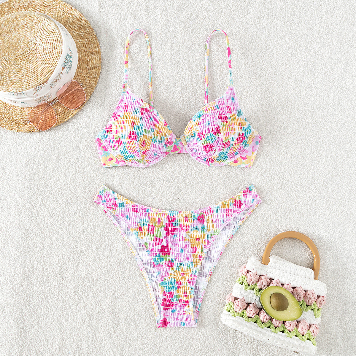 Lila Smocked Bikini Set