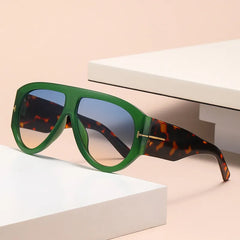 Shield Aviator Sunglasses with Gold Accent