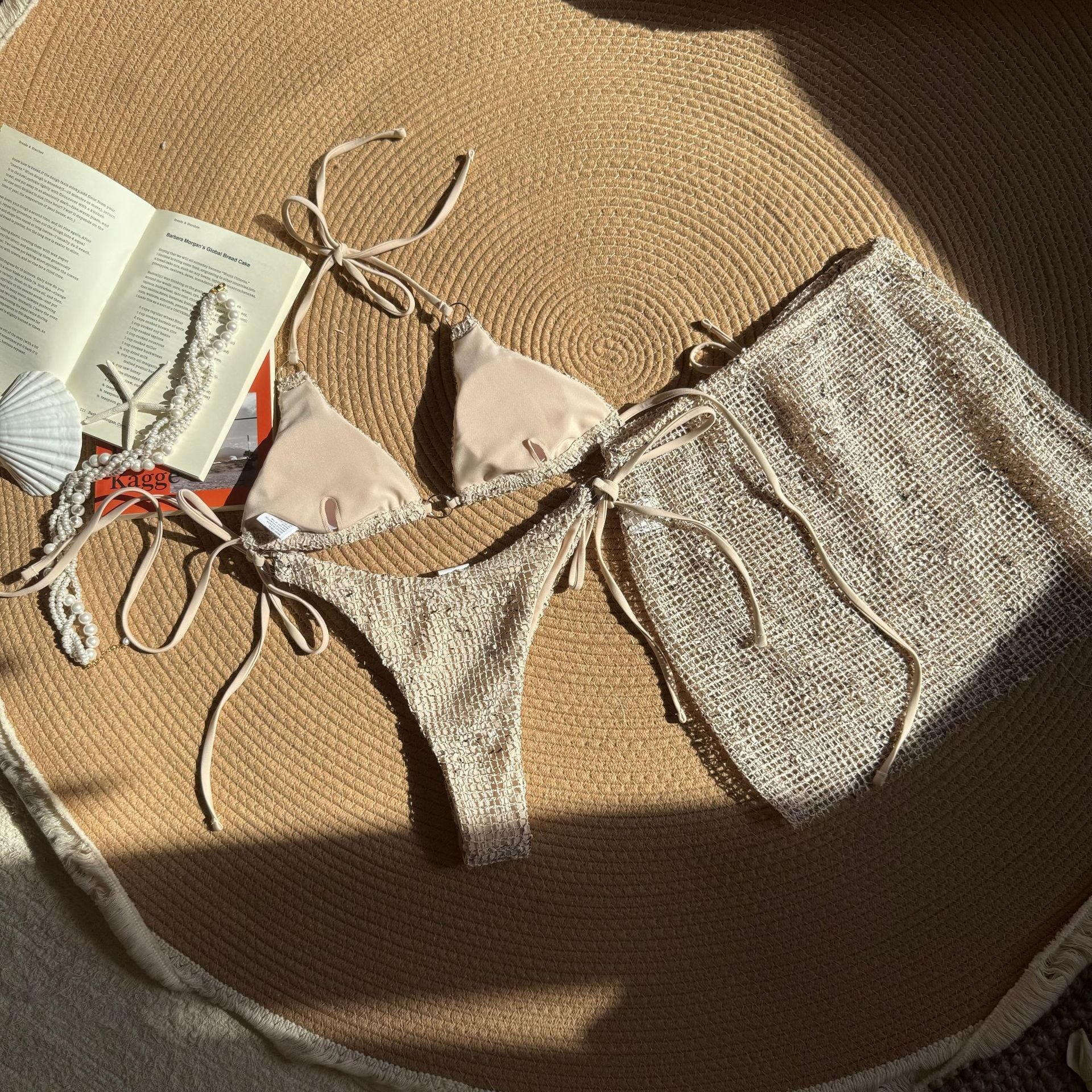 Luna Blush Shimmer Tie-Front Bikini Set