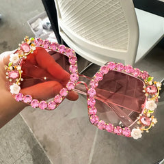 Rhinestone Embellished Oversized Square Sunglasses