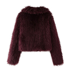 Scarlett Plush Burgundy Faux Fur Jacket