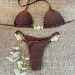 Selene Pearl-Embellished Bikini Set
