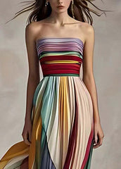 Aurora Pleated Rainbow Gown