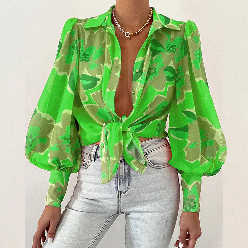 Luna Bloom Tie-Front Blouse