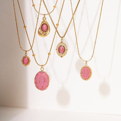 Rhodochrosite 18K Gold Necklace
