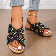 Luna Sequin Crossover Sandals