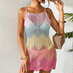Luna Crochet Rainbow Mini Dress