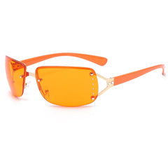 Rimless Rectangle Sunglasses with Tinted Lenses