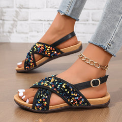 Luna Sequin Crossover Sandals
