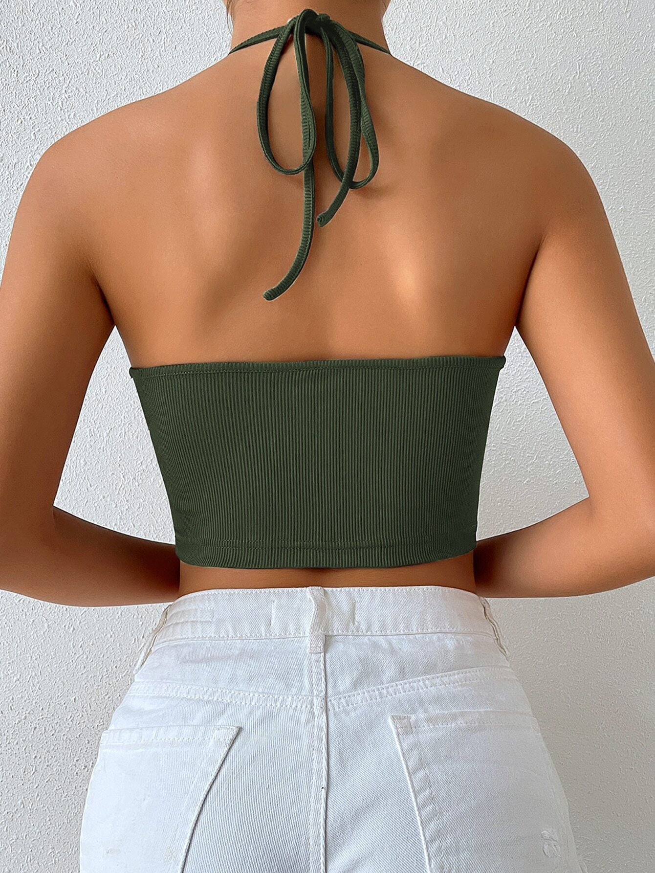 Jade Tie-Front Halter Crop Top