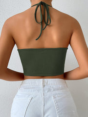 Jade Tie-Front Halter Crop Top