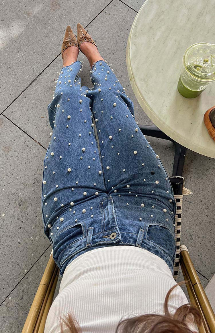 Pearla High-Waisted Embellished Jeans