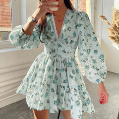 Rosalie â€?Vintage Rose Puff Sleeve Mini Dress