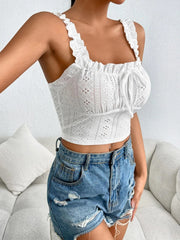 Luna Eyelet Ruffle Crop Top