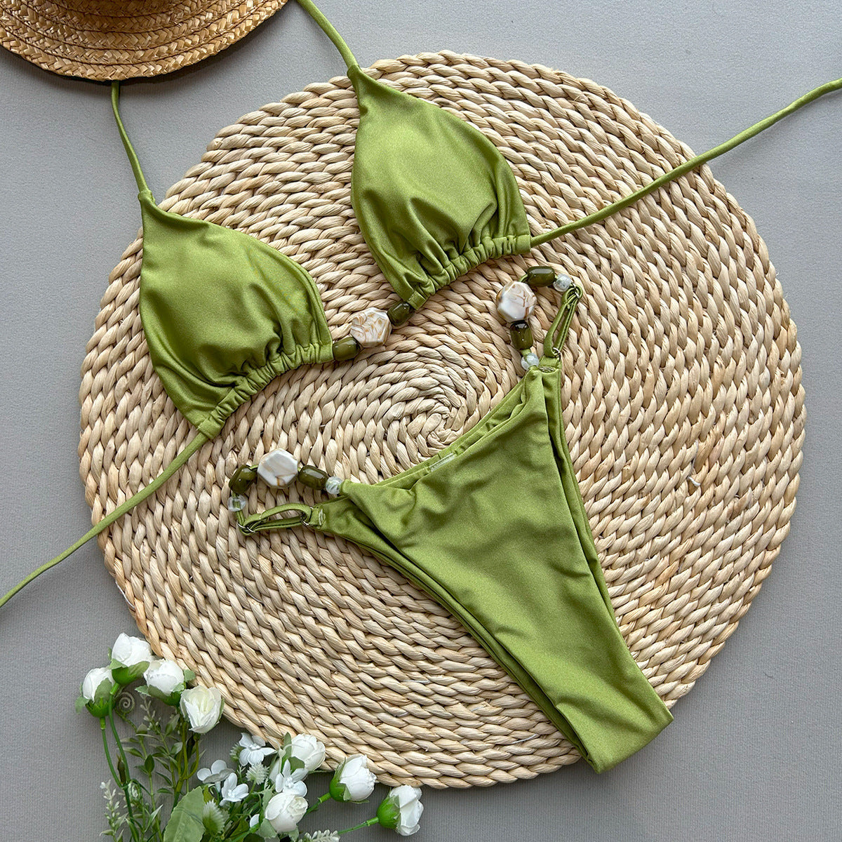 Selene Pearl-Embellished Bikini Set