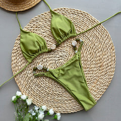 Selene Pearl-Embellished Bikini Set