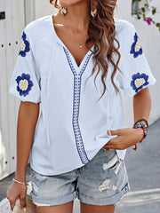Zenya Embroidered Boho Blouse
