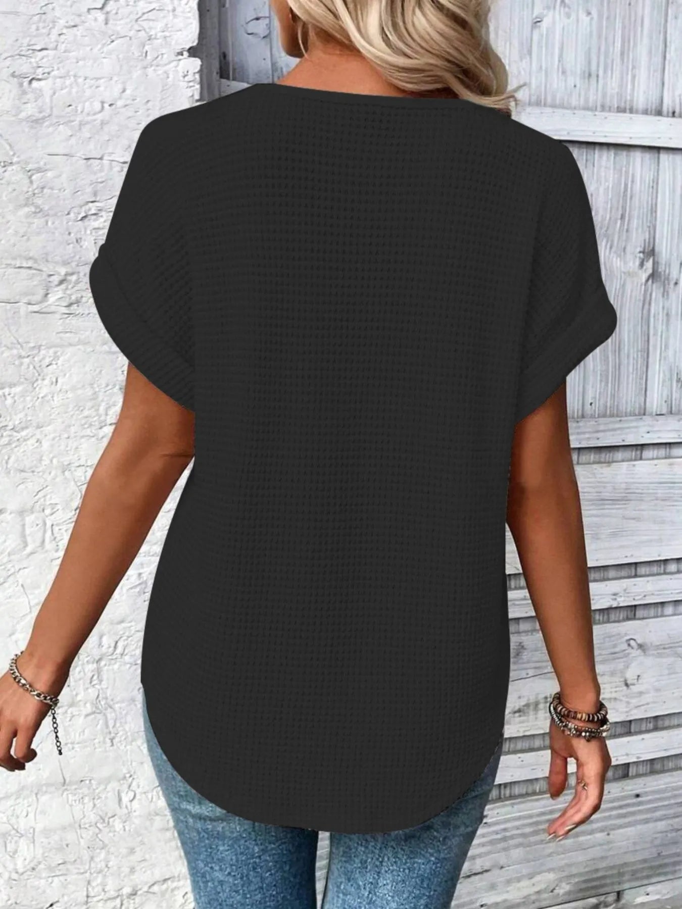 Crochet Lace Short Sleeve Casual T-Shirt