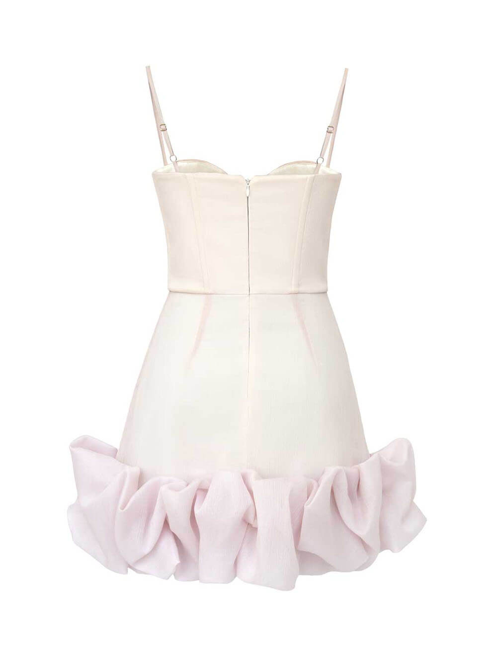Vestido mini bustier con volantes drapeados