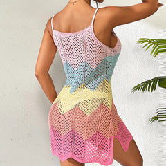 Luna Crochet Rainbow Mini Dress