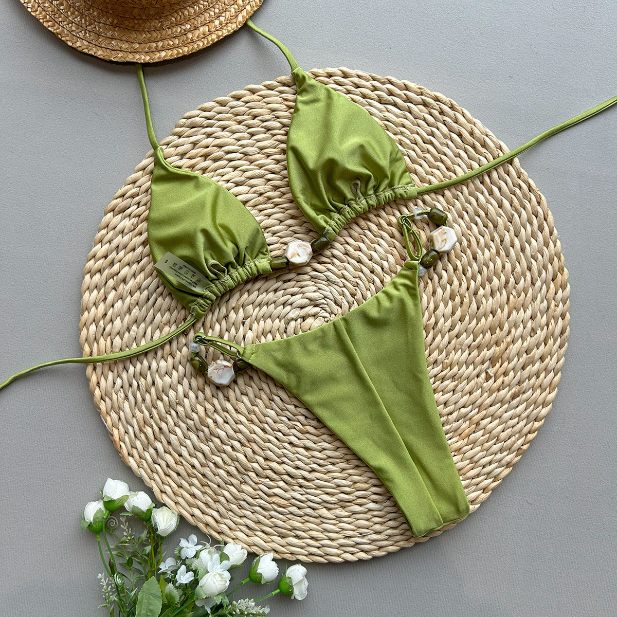 Selene Pearl-Embellished Bikini Set