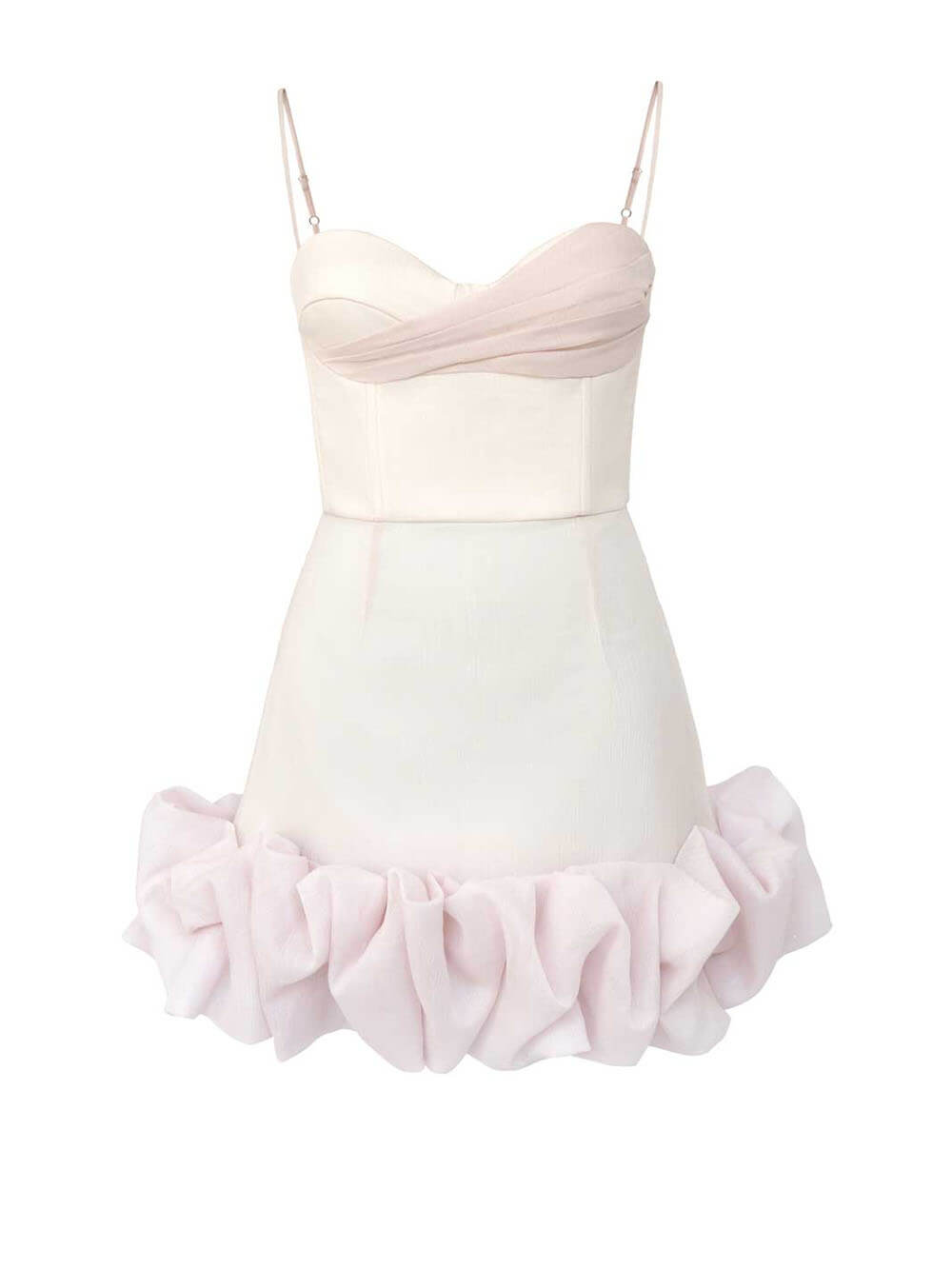 Vestido mini bustier con volantes drapeados