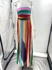 Aurora Pleated Rainbow Gown