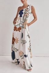 Isla Botanical One-Shoulder Maxi Dress
