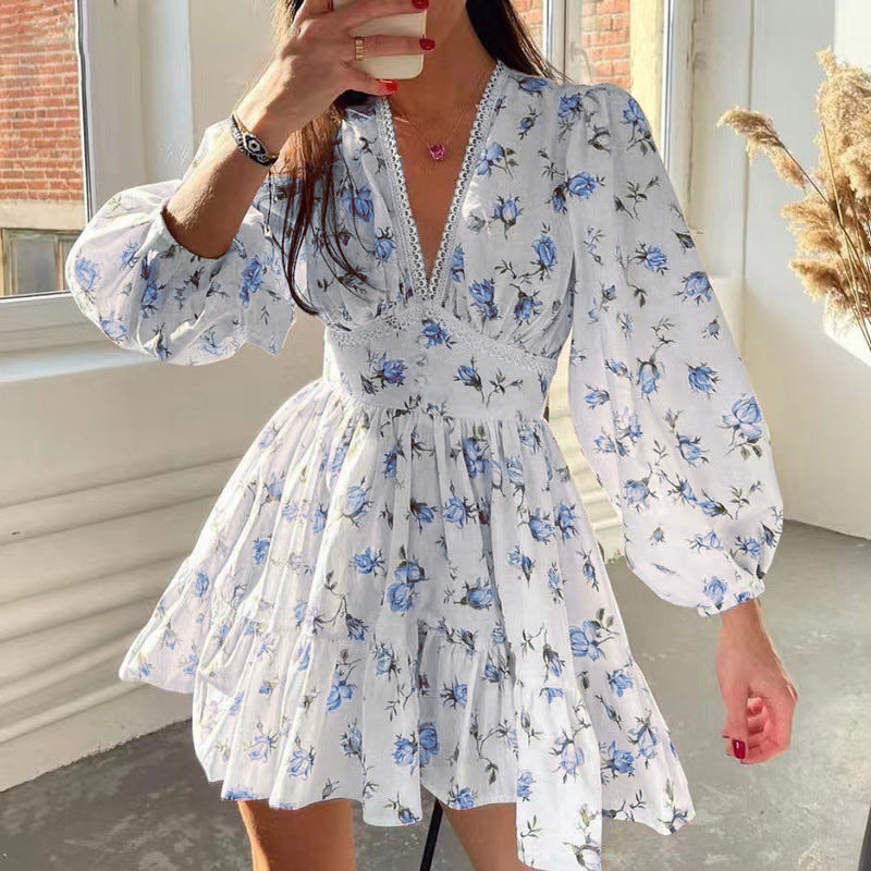 Rosalie â€?Vintage Rose Puff Sleeve Mini Dress