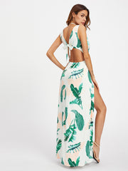 Halter Backless Floral Print Maxi Dress