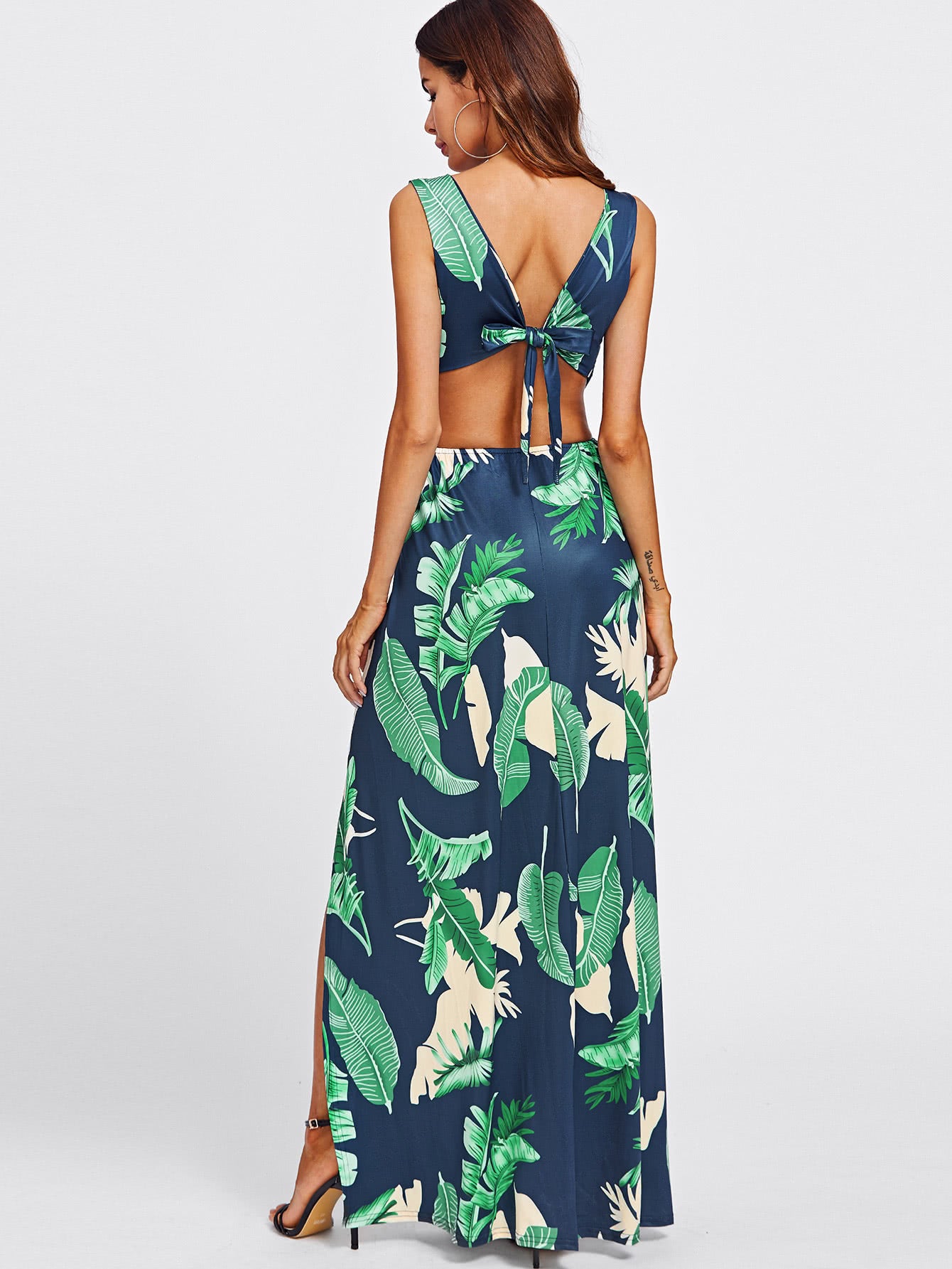 Halter Backless Floral Print Maxi Dress