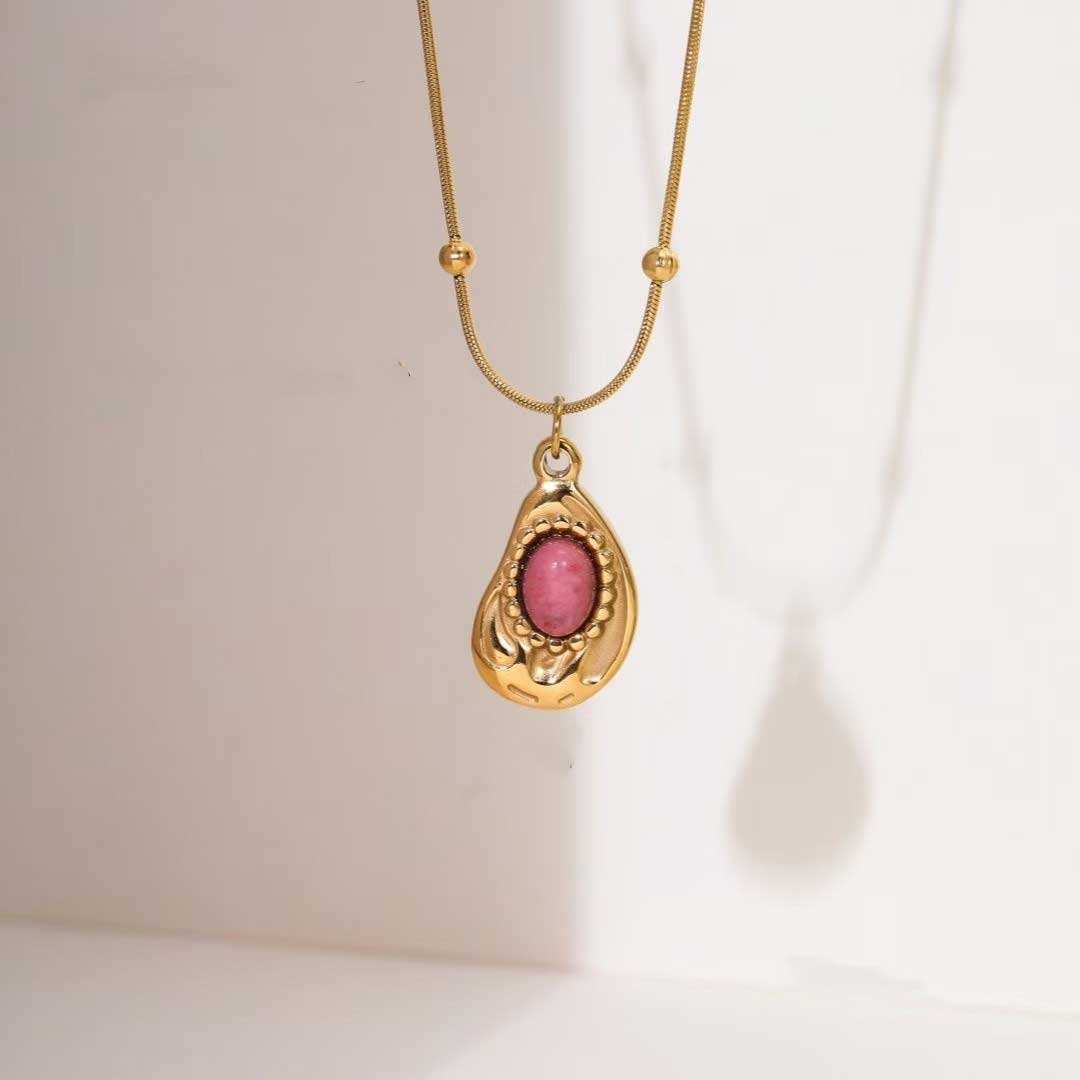 Rhodochrosite 18K Gold Necklace