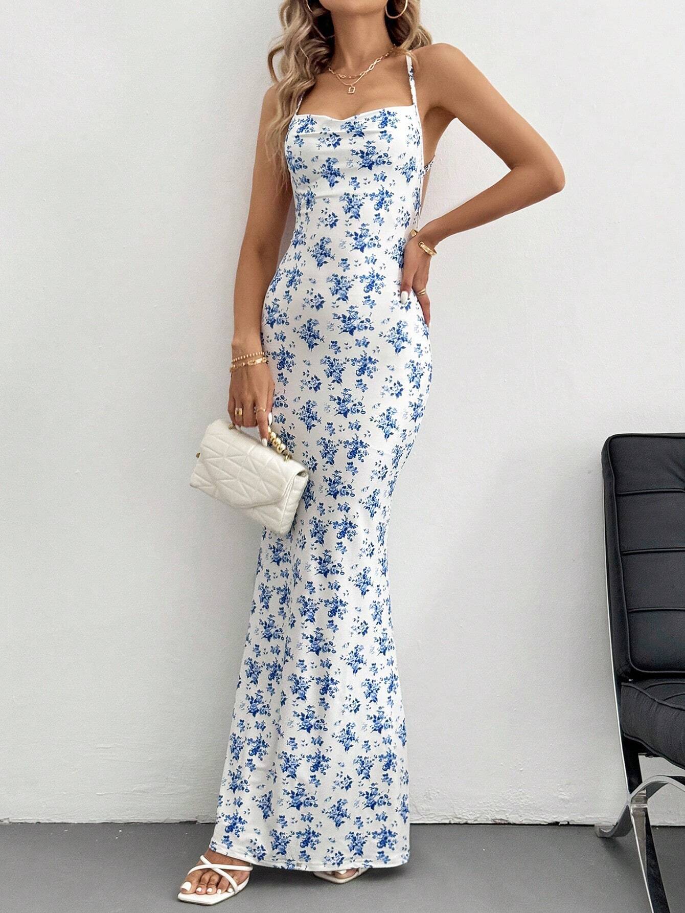 Sophia Blue Porcelain Maxi Dress