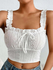 Luna Eyelet Ruffle Crop Top