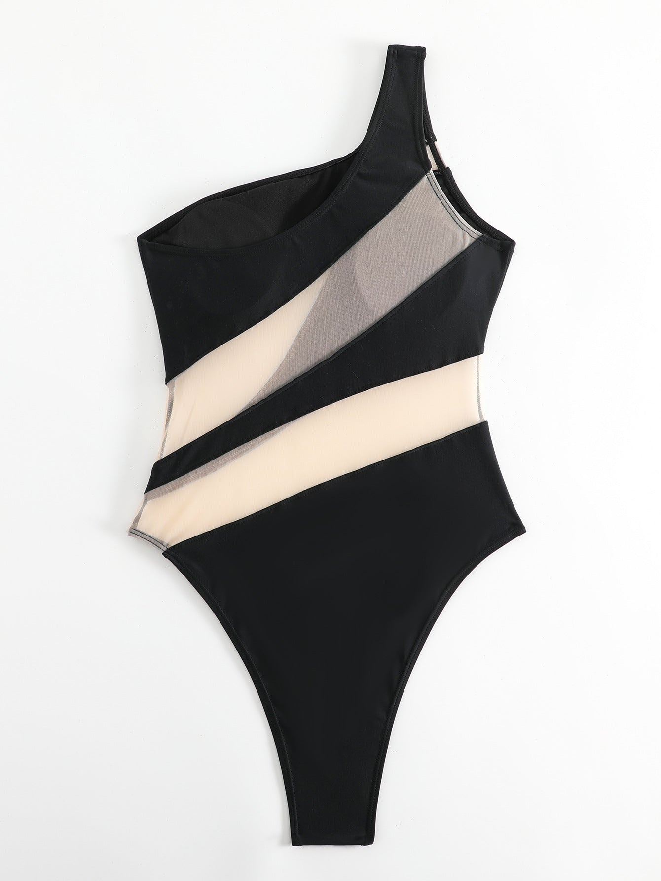 Selena Asymmetric Mesh One-Piece Swimsuit