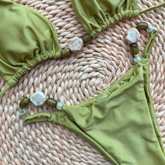 Selene Pearl-Embellished Bikini Set