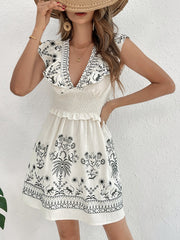 Botanical Breeze 'Elena' Embroidered Ruffle Dress