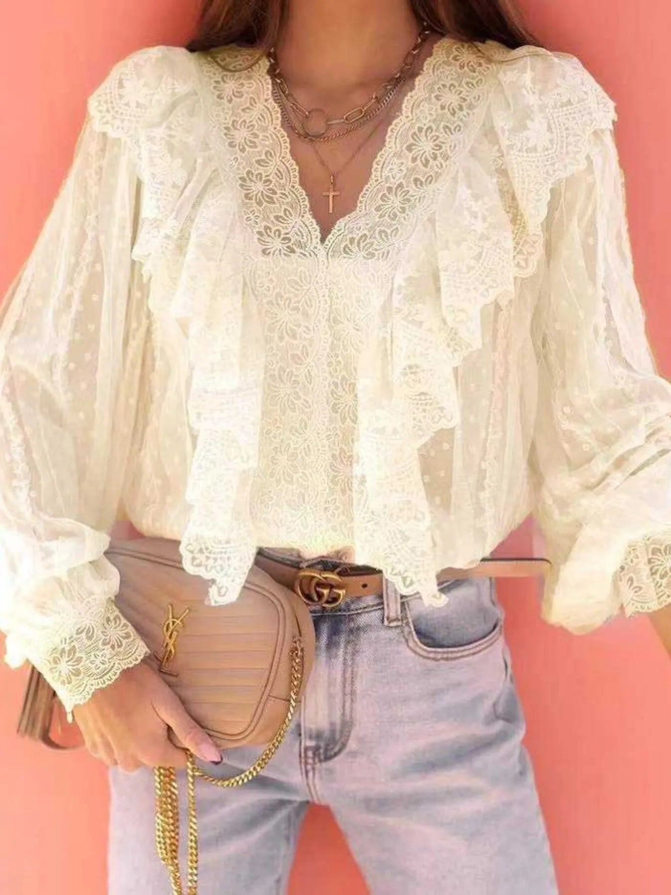 Romance Ruffle Lace Blouse