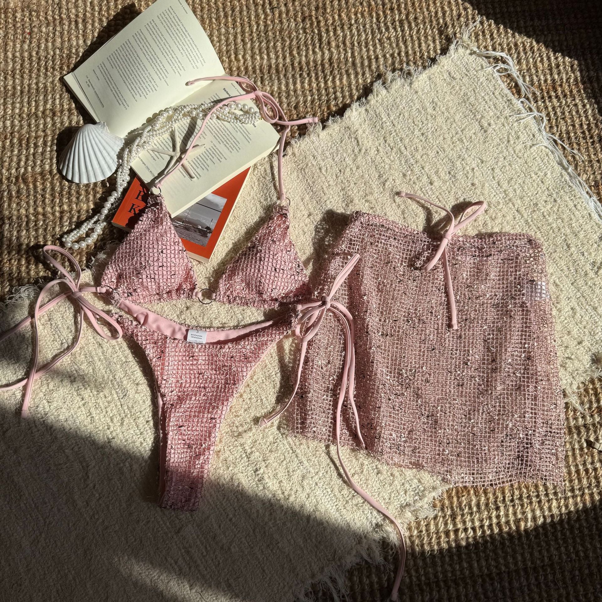 Luna Blush Shimmer Tie-Front Bikini Set