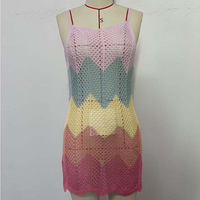 Luna Crochet Rainbow Mini Dress