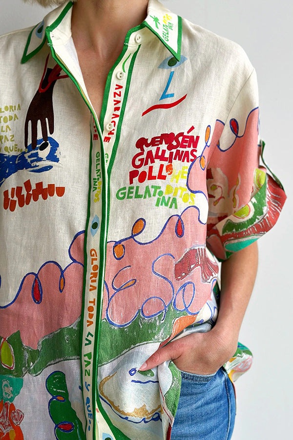 Frida Art Print Button-Up Shirt