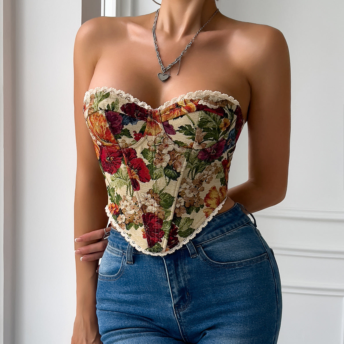 Floral Bella Tapestry Corset Top