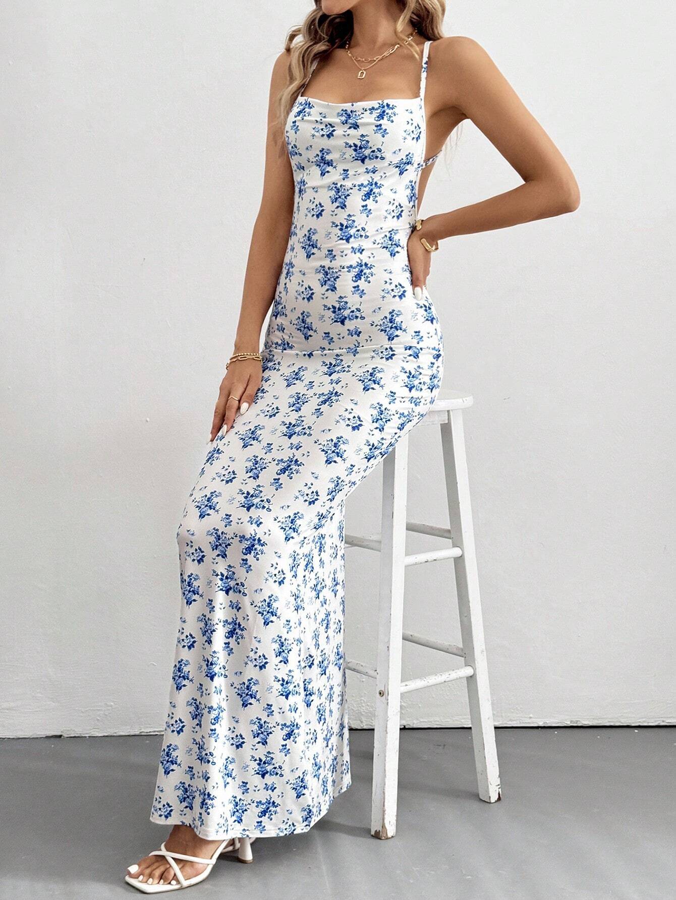 Sophia Blue Porcelain Maxi Dress