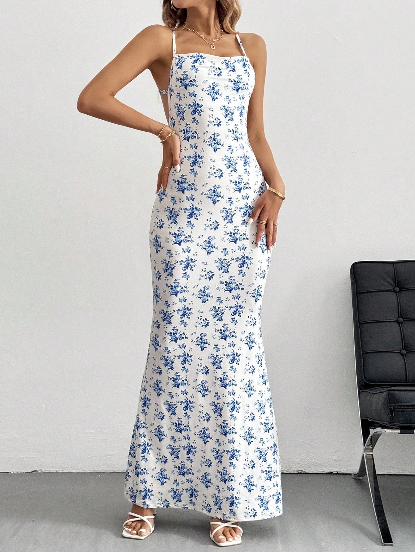 Sophia Blue Porcelain Maxi Dress