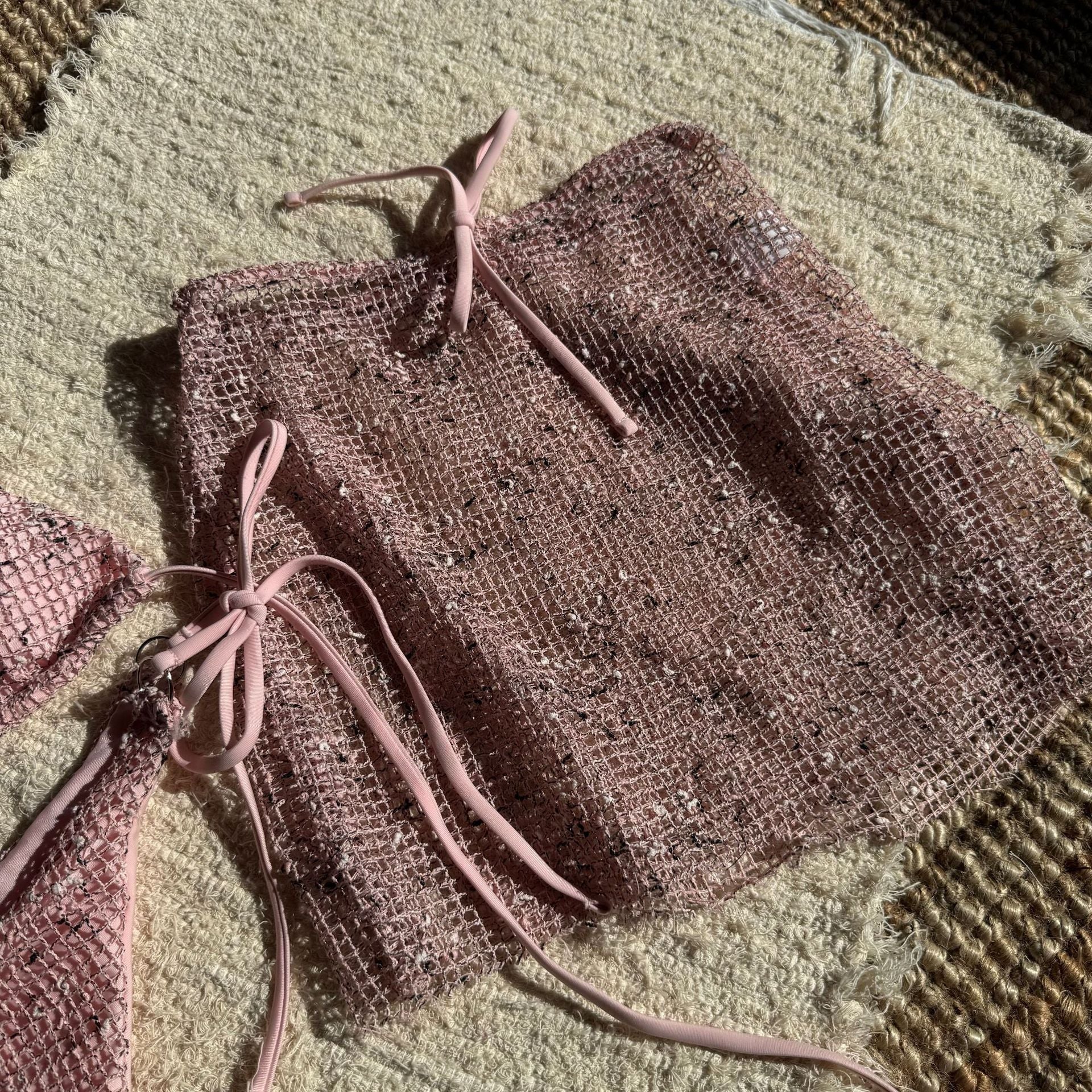 Luna Blush Shimmer Tie-Front Bikini Set
