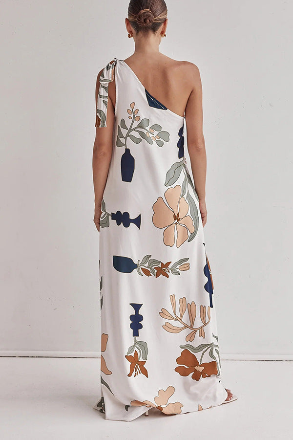 Isla Botanical One-Shoulder Maxi Dress
