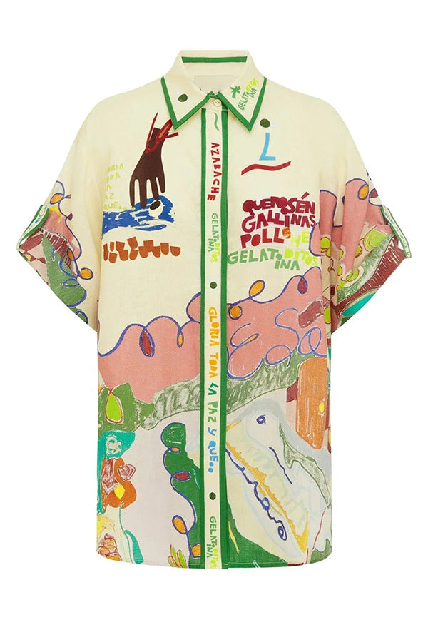 Frida Art Print Button-Up Shirt