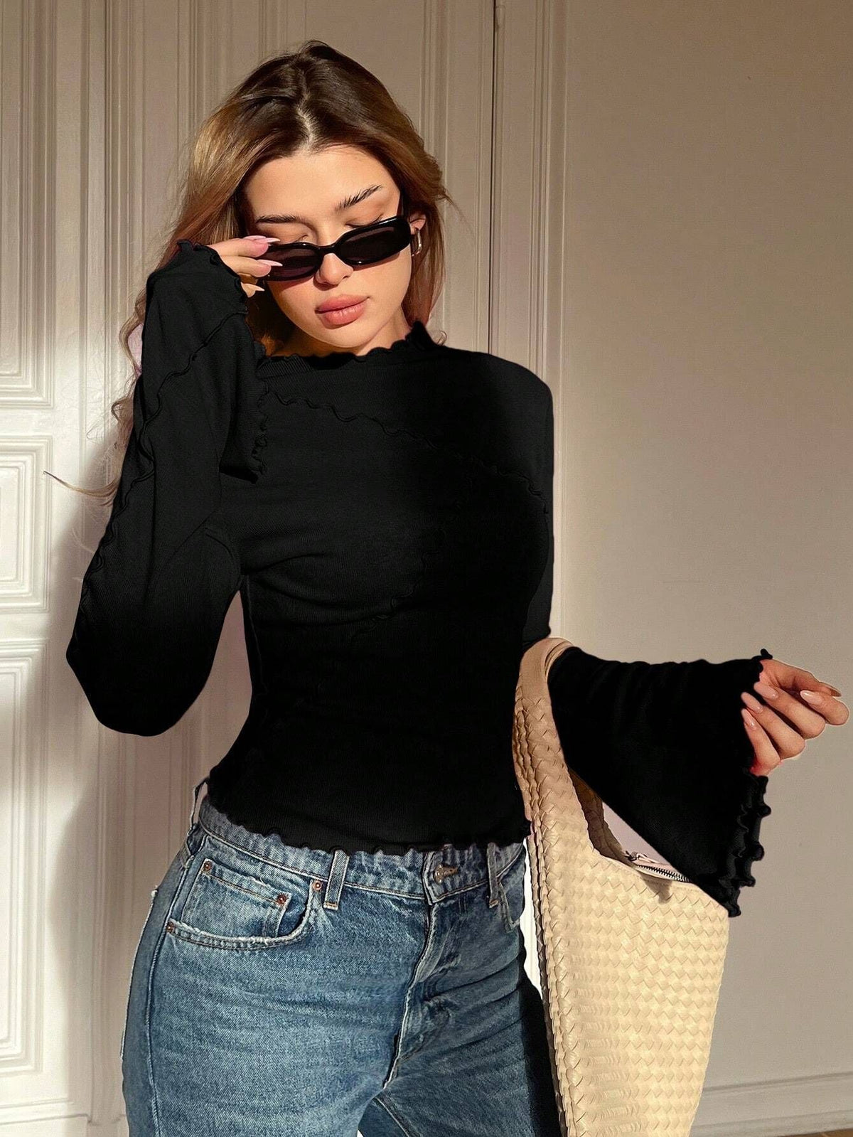 Aria Belle Flare-Sleeve Knit Top