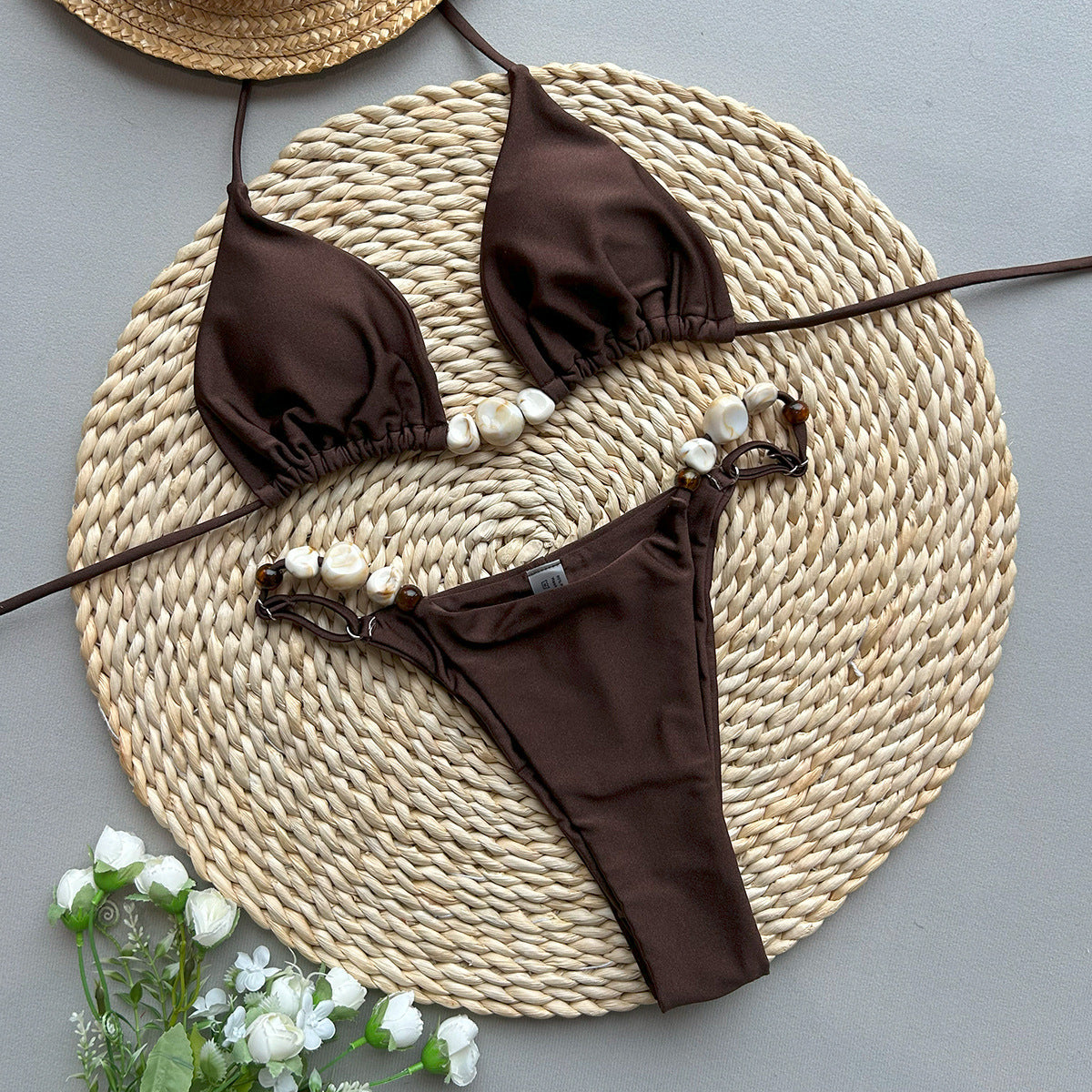 Selene Pearl-Embellished Bikini Set